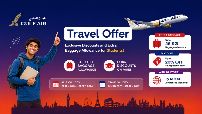 Gulf Air Student Offer for Europe Flights from India